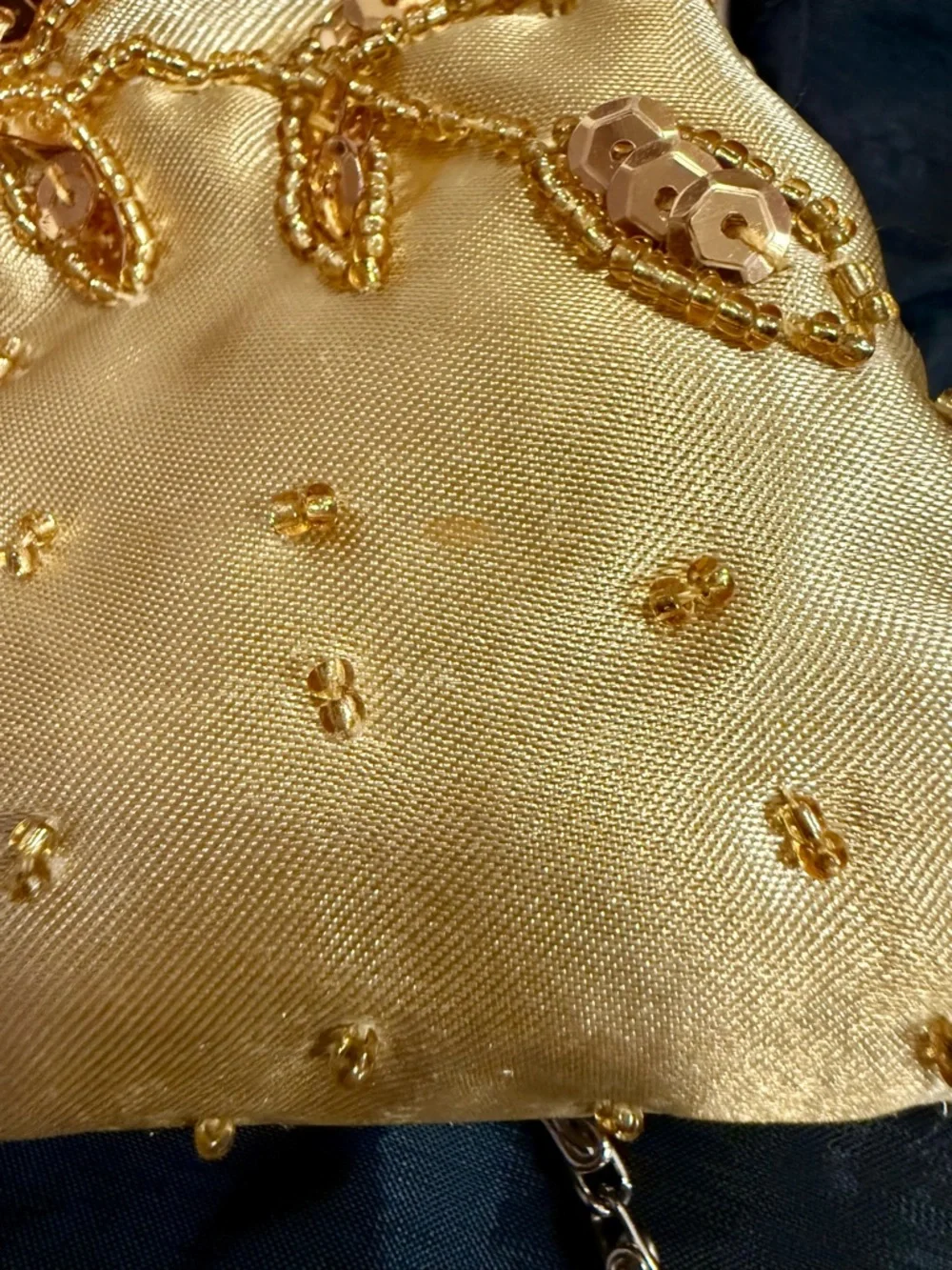 Y2K Deadstock Gold Beaded Evening Clutch Shoulder Bag NWT Bijoux Terner - Picture 13 of 13
